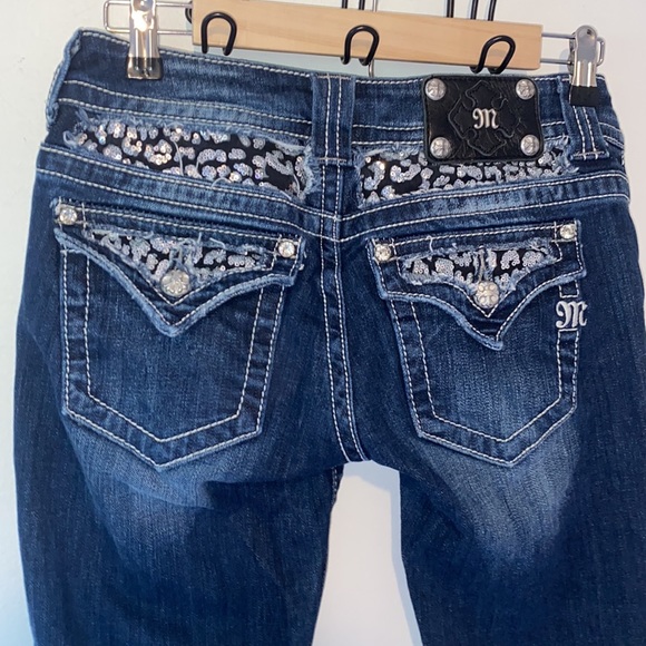 Miss Me Denim - Miss Me Boot bootcut dark denim jeans with sequins and bling